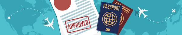 Graphic of passports and plane tickets