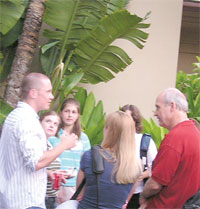 NSF Assistant Director Michael Turner (in red shirt) chats with CEU participants at an ice cream social during the DNP meeting in Maui.