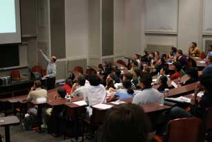 Robin Côté delivers a well-attended lecture at the Graduate Student Symposium.