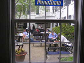 The Nittany Lion Inn courtyard provided a quiet place for discussion