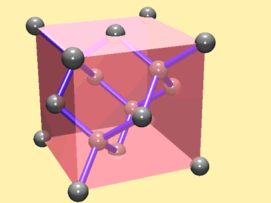 The conventional unit cell of the diamond crystal lattice.