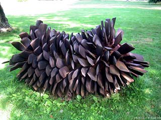 Michael Wittmann attacked this pinecone sculpture one night. The pinecone won