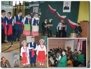 The photographs of the artistic program of the Michelson’s Days celebrated in Strzelno in December 2007; in the lower left corner there is Tomasz Kardaś, the spiritus movens of the commemoration of Michelson and his achievements