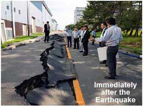 Photo 1: Liquefaction occurred at several locations in JPARC’s Tokai campus.